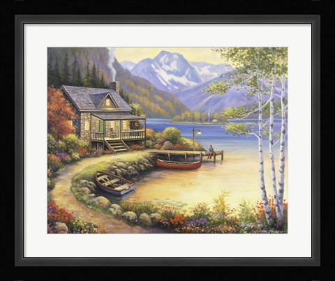 Framed Fishing At The Lake Print