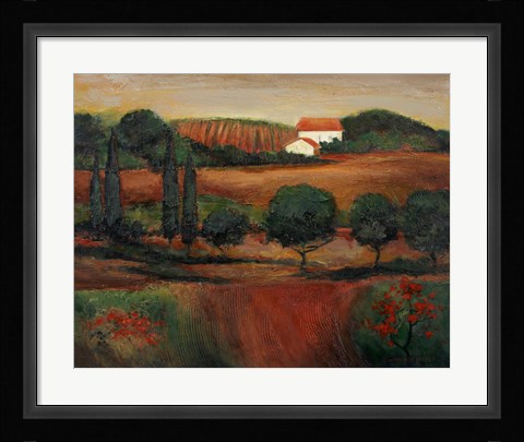 Framed Crimson Light In Tuscany Print