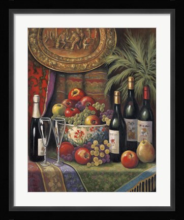 Framed Wine And Floral I Print