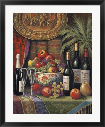 Framed Wine And Floral I Print