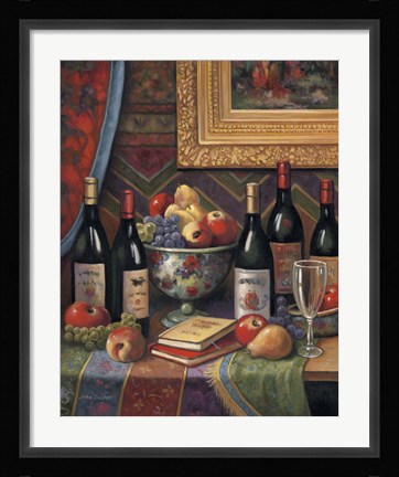 Framed Wine And Floral II Print