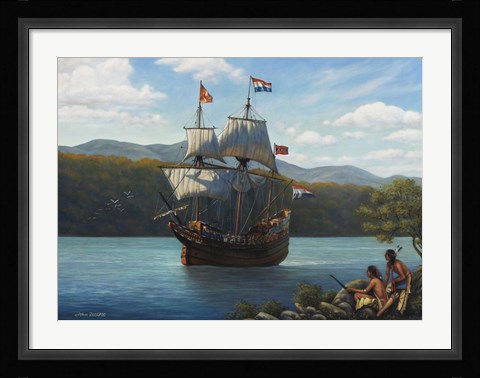 Framed Half Moon On The Hudson Print