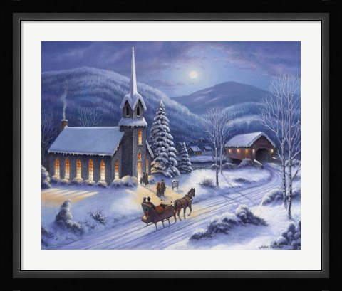 Framed Moonlight In Vermont Print
