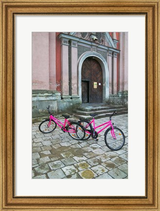 Framed Bicycles Outside a Traditional House, Vilnius, Lithuania Print
