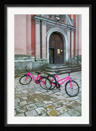 Framed Bicycles Outside a Traditional House, Vilnius, Lithuania Print