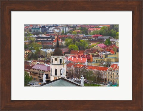 Framed Cityscape dominated by Cathedral Bell Tower, Vilnius, Lithuania Print