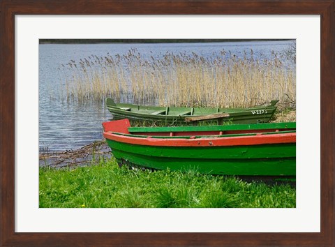 Framed Colorful Canoe by Lake, Trakai, Lithuania I Print
