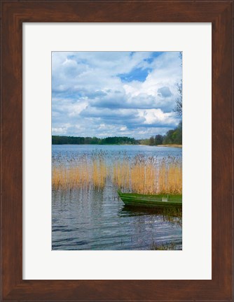 Framed Colorful Canoe by Lake, Trakai, Lithuania II Print