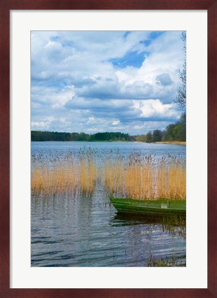 Framed Colorful Canoe by Lake, Trakai, Lithuania II Print