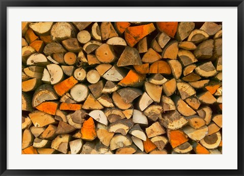 Framed Stacked Firewood, Lithuania Print