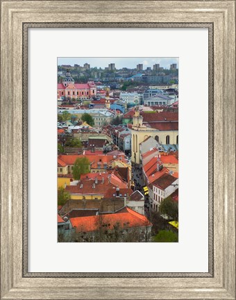 Framed Wall Decorated with Teapot and Cobbled Street in the Old Town, Vilnius, Lithuania I Print