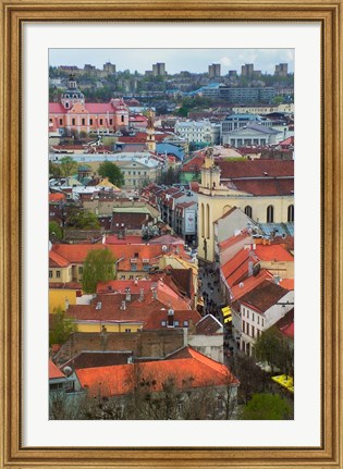 Framed Wall Decorated with Teapot and Cobbled Street in the Old Town, Vilnius, Lithuania I Print