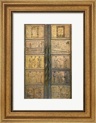 Framed Vilnius University Gate Decorated with Bronze Carving, Vilnius, Lithuania Print