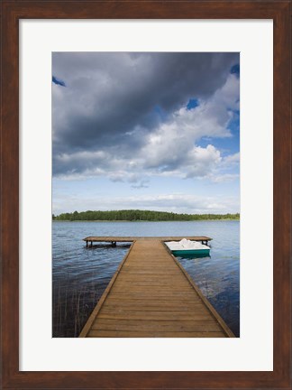Framed Lithuania, Grutas, lake and pier Print