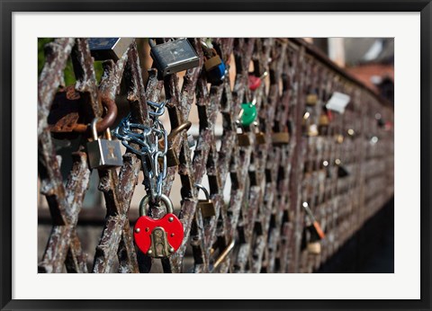 Framed Lithuania, Vilnius, Footbridge, Lovers' Locks Print