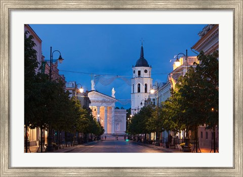 Framed Lithuania, Vilnius, Vilnius Cathedral, evening Print