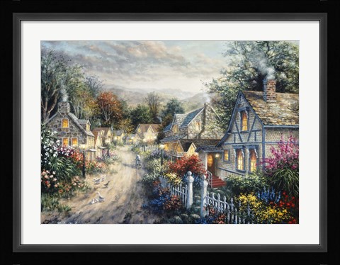 Framed Down Cottage Lane Print