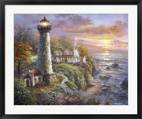 Framed Lighthouse Haven Print