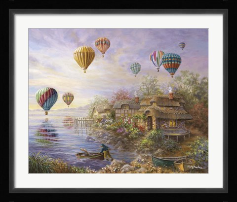 Framed Air Balloons Over Cottageville Print