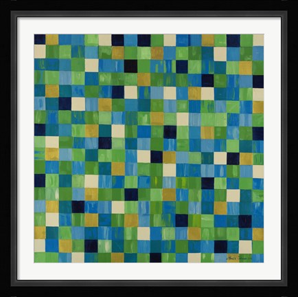 Framed Green Checks Print