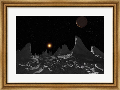 Framed Ice spires on Jupiter&#39;s large Moon, Callisto Print