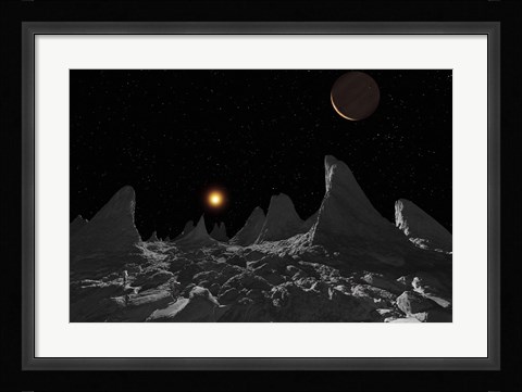 Framed Ice spires on Jupiter's large Moon, Callisto Print