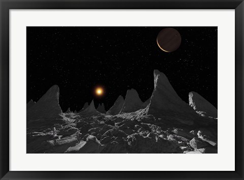 Framed Ice spires on Jupiter&#39;s large Moon, Callisto Print