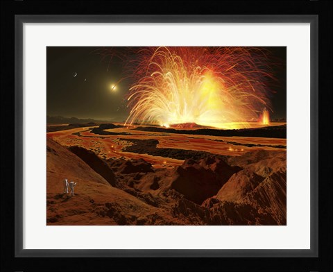 Framed Future astronauts observe an eruption on Io, Jupiter's super-volcanic Moon Print