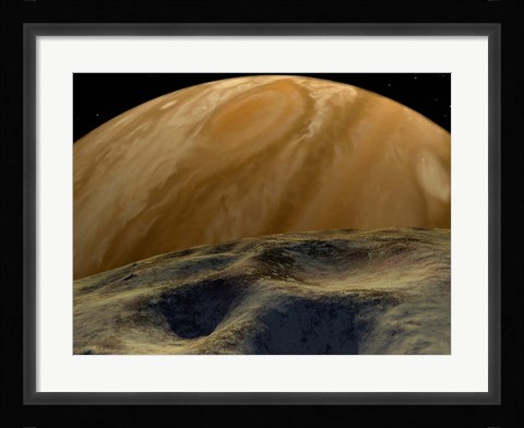 Framed Jupiter seen from one of its innermost Moons, Tiny Metis Print