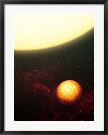Framed Jupiter-like planet soaking up the scorching rays of its nearby sun Print