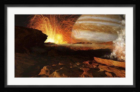 Framed scene on Jupiter's moon, Io, the most volcanic body in the solar system Print