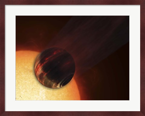 Framed Artist&#39;s concept of a Hot Jupiter Extrasolar Planet Orbiting a Sun-like Star Print