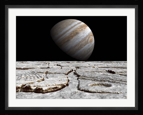 Framed Artist's concept of Jupiter as Seen Across the Icy Surface of its Moon Europa Print