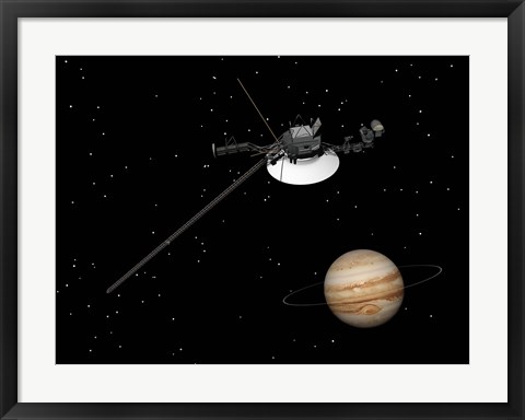Framed Voyager Spacecraft near Jupiter Print