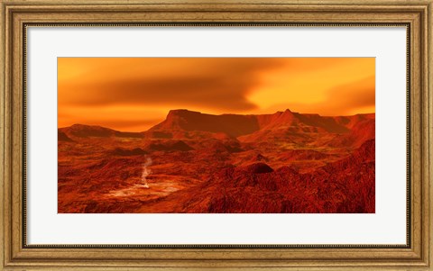 Framed Panorama of a landscape on Venus at 700 degress Fahrenheit Print