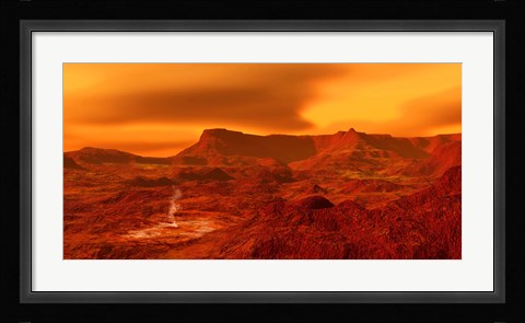 Framed Panorama of a landscape on Venus at 700 degress Fahrenheit Print