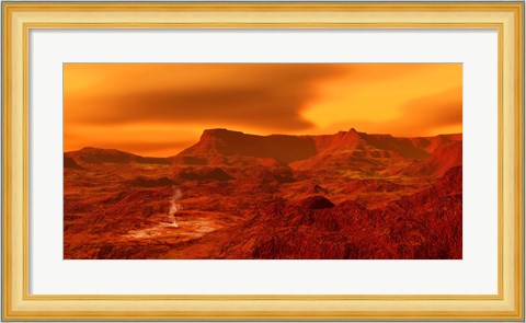 Framed Panorama of a landscape on Venus at 700 degress Fahrenheit Print