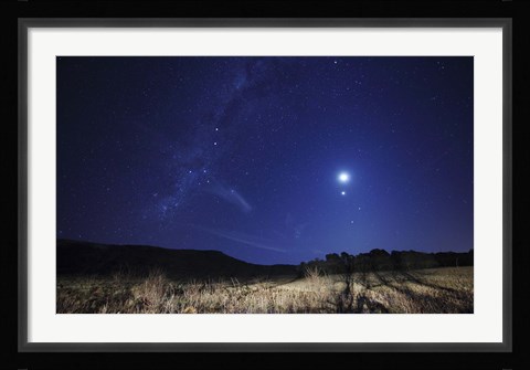 Framed Moon, Venus, Mars and Spica in a Quadruple Conjunction Print