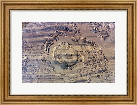Framed impact of an Asteroid or comet in the Sahara Desert Print