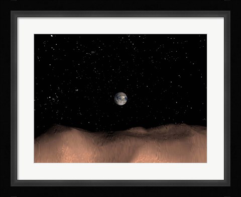 Framed view of Earth as seen from the surface of the Asteroid Toutatis Print