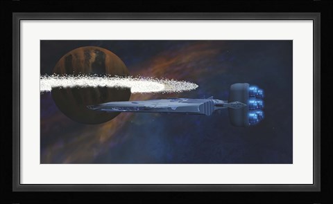 Framed Planet with a Ring of Asteroids Print
