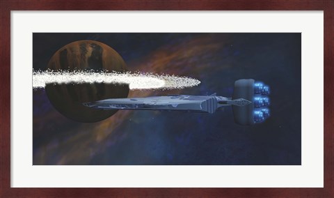 Framed Planet with a Ring of Asteroids Print