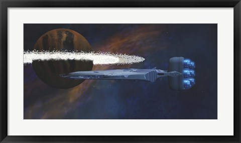 Framed Planet with a Ring of Asteroids Print