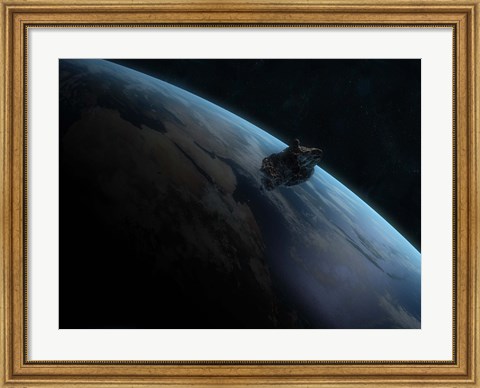 Framed Asteroid in Front of the Earth II Print