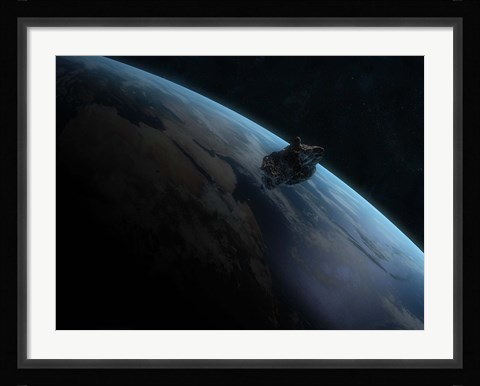 Framed Asteroid in Front of the Earth II Print