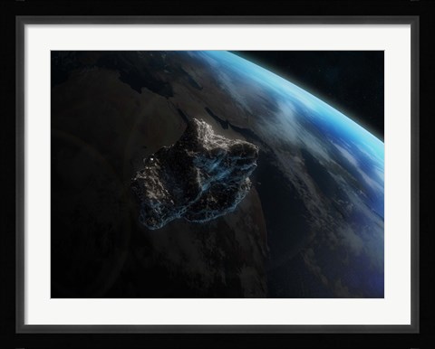 Framed Asteroid in Front of the Earth III Print