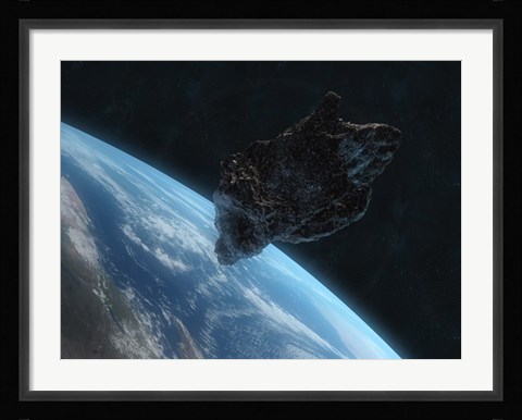 Framed Asteroid in Front of the Earth IV Print
