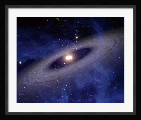 Framed Planets and Asteroids circle around two suns Print