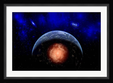 Framed Asteroid Impacting Earth Print