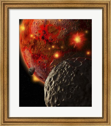 Framed Asteroid Impacts Early Earth Print